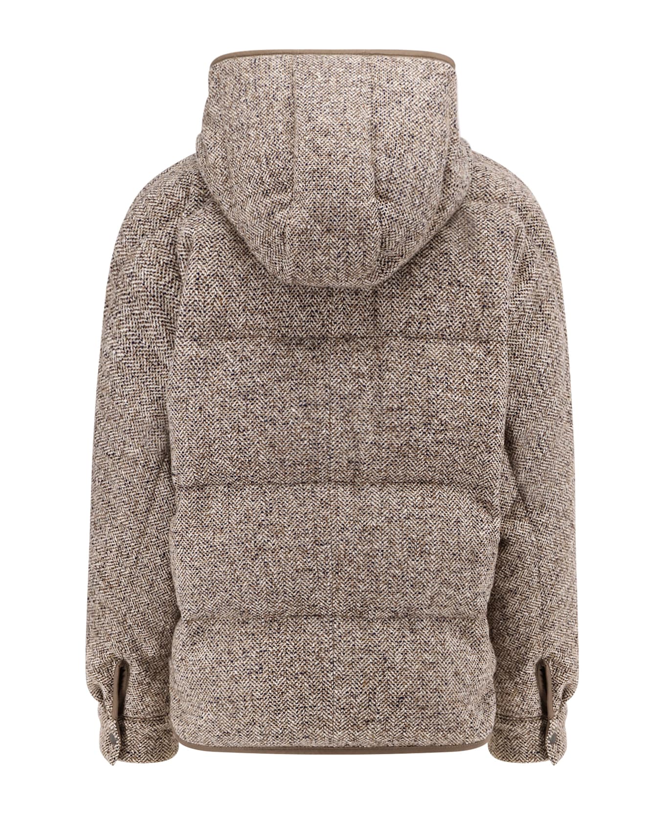 Brunello Cucinelli Reversible Wool And Silk Down Jacket - OCRA/PANAMA/NERO