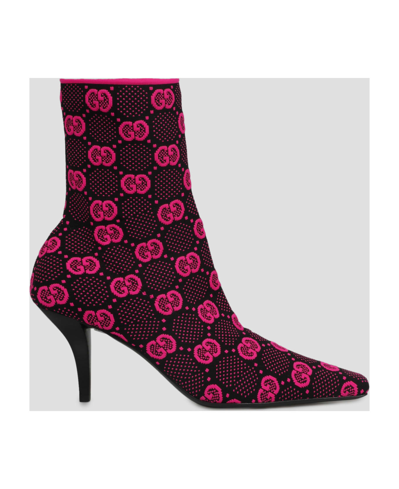 Gucci Gg Knit Ankle Boots - Pink & Purple