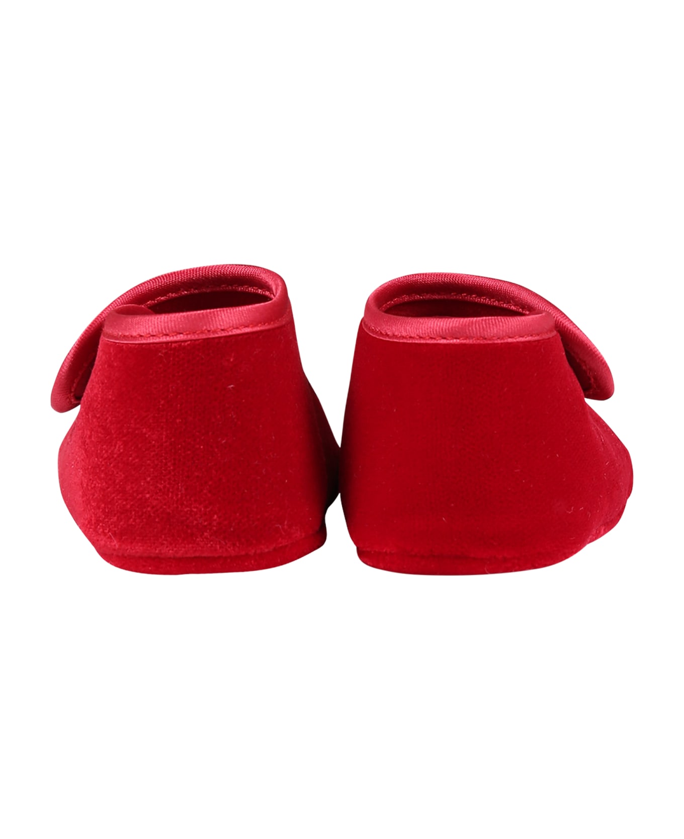 Monnalisa Red Flat Shoes For Baby Girl With Hearts - Red シューズ