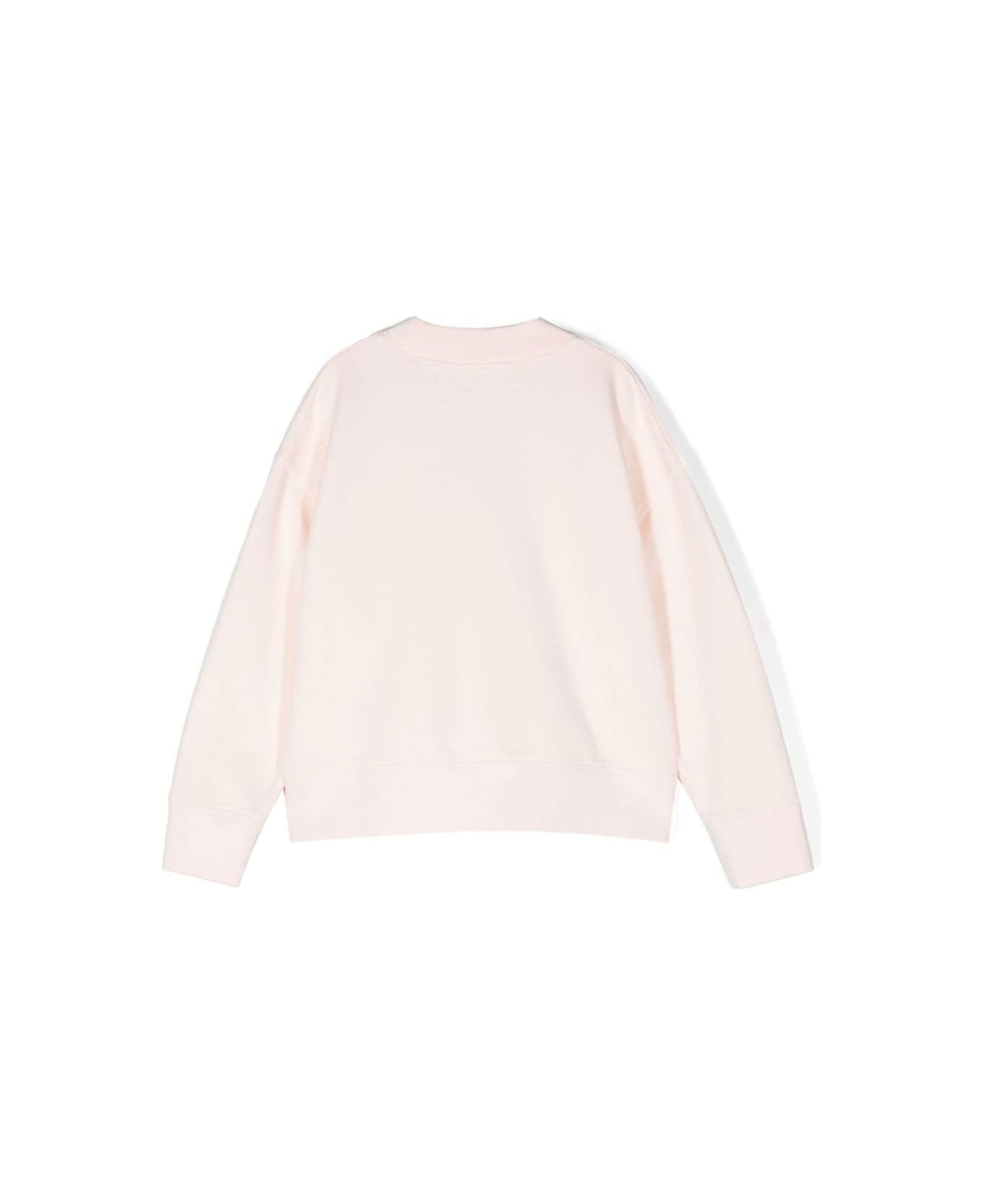 Palm Angels Crewneck Sweatshirt With Graphic Print In Pink Cotton Girl - Pink