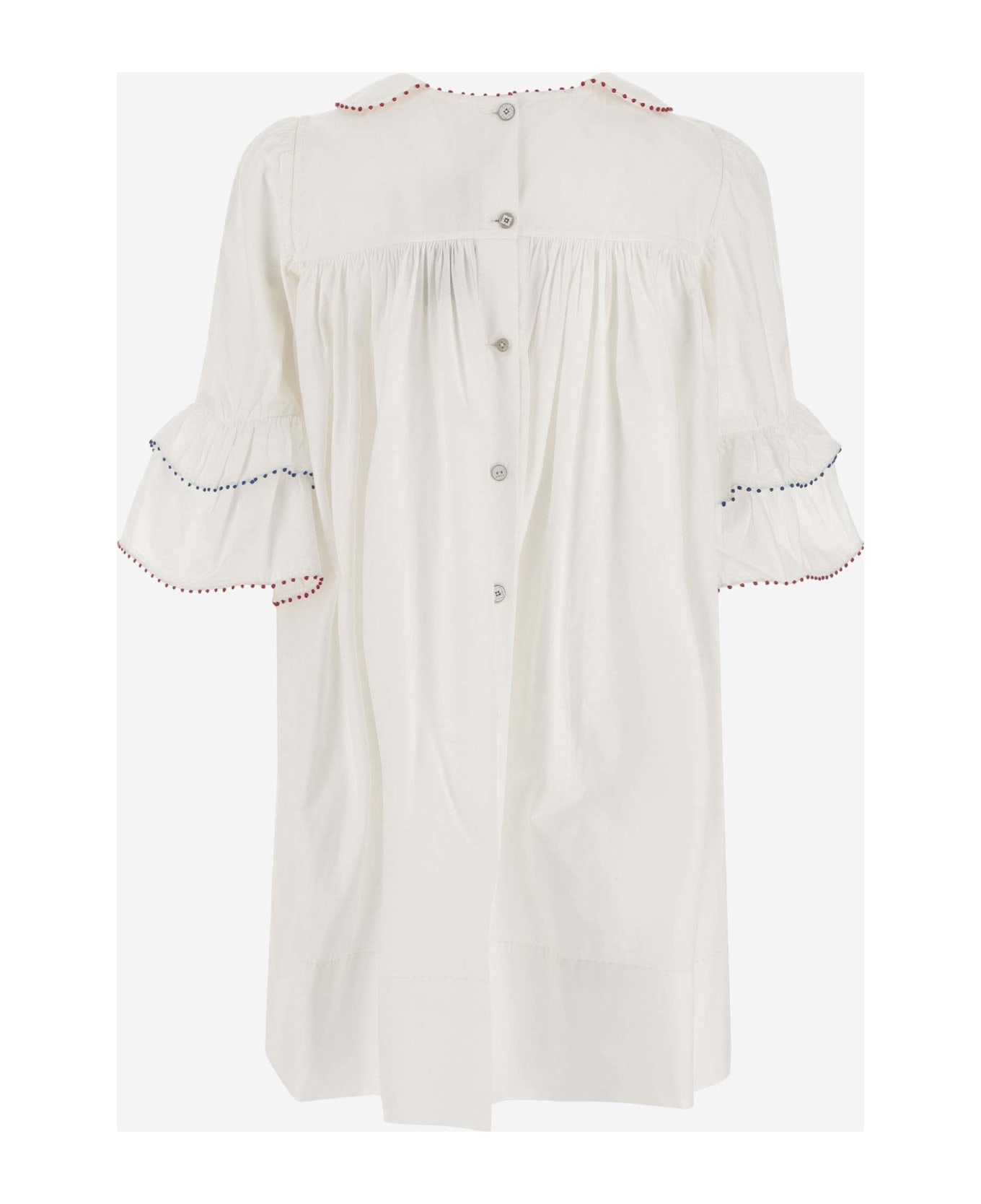 Péro Cotton Dress With Embroidery - White