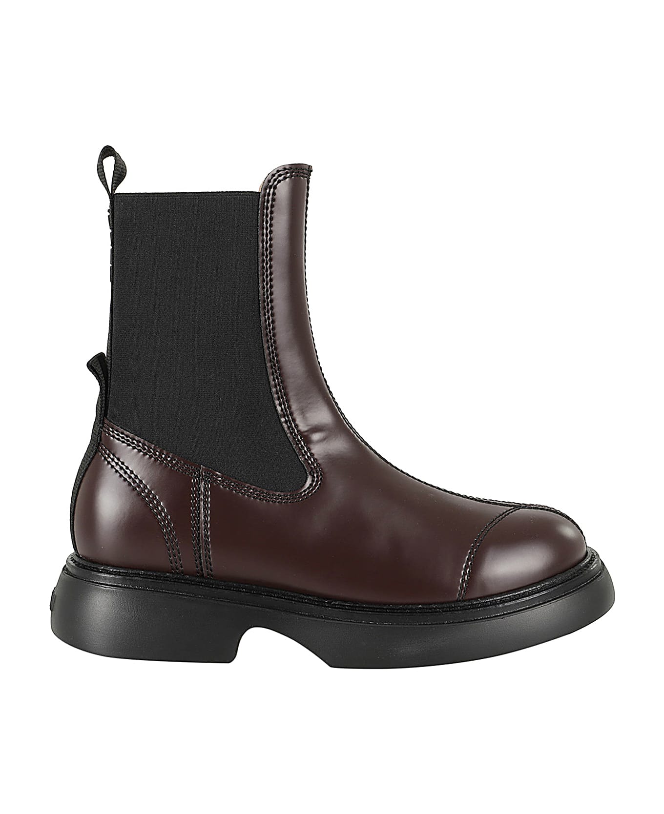 Ganni Everyday Mid Chelsea Boot Patent - Chocolate Fondant