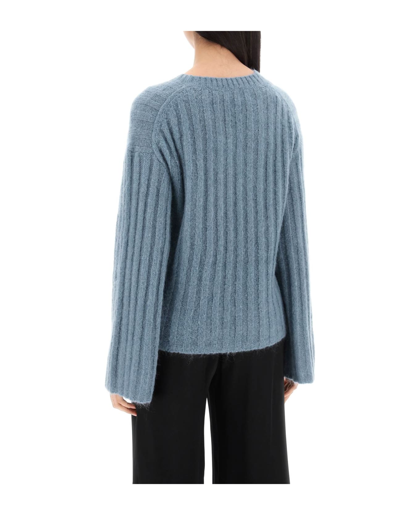 By Malene Birger Ribbed Knit Pullover Sweater - COOL WATER (Light blue)