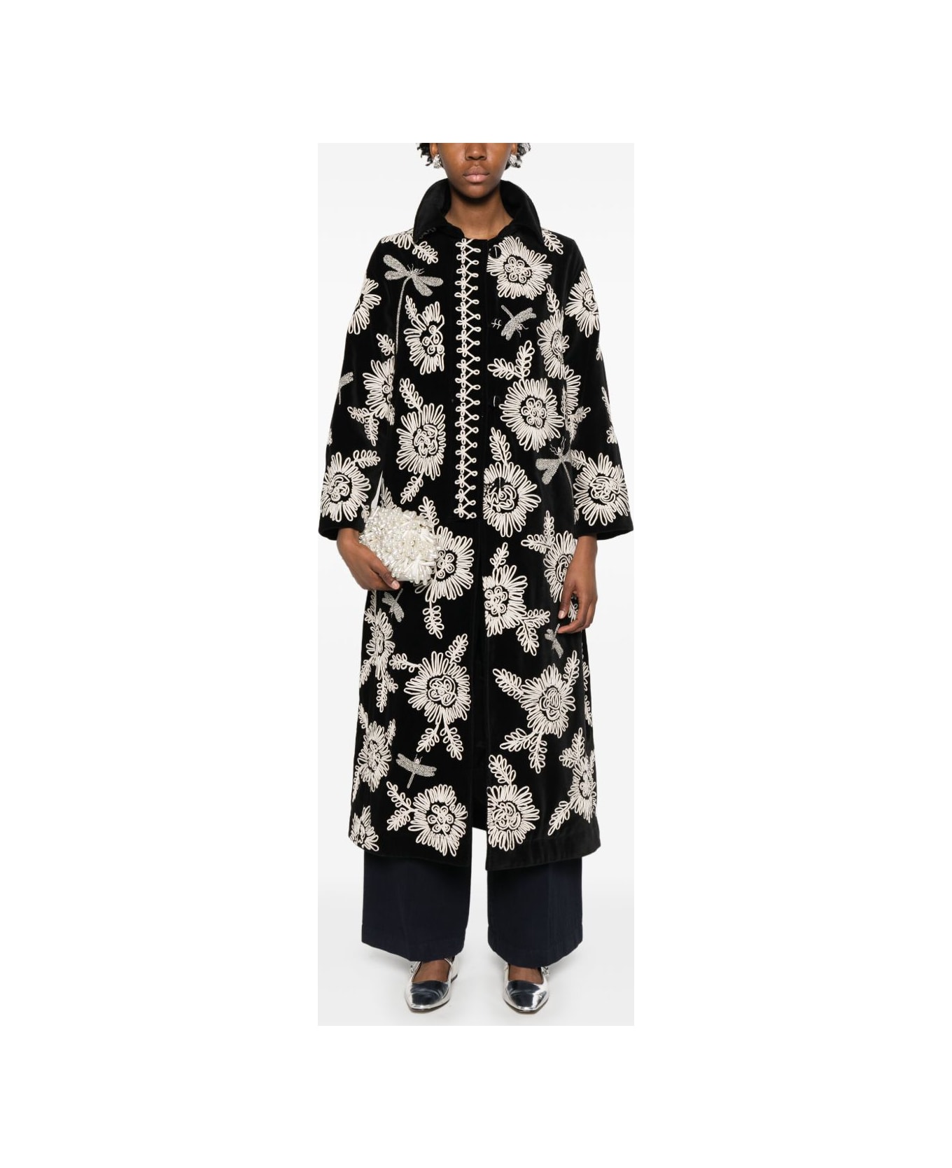Forte_Forte Embroidered Long Coat - Black