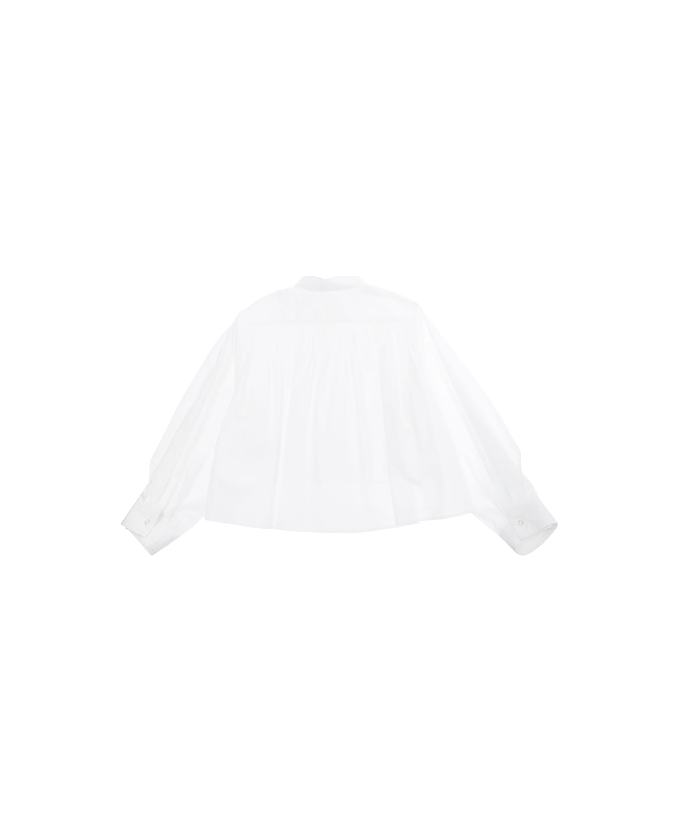 MM6 Maison Margiela White Shirt With Classic Collar And Tonal Logo Patch In Cotton Girl - White