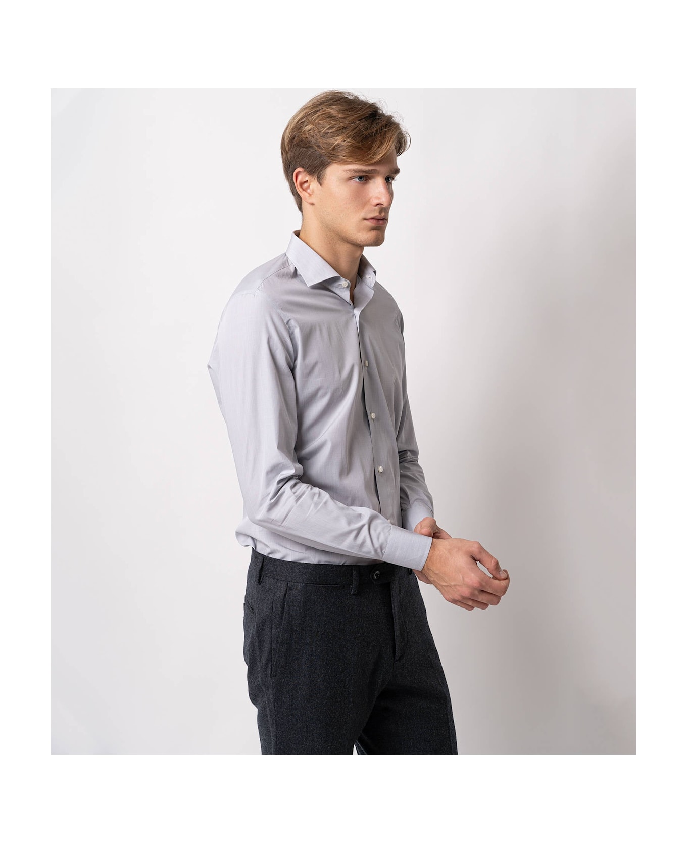Larusmiani Tailored Cotton Shirt Mayfair Shirt - Gray