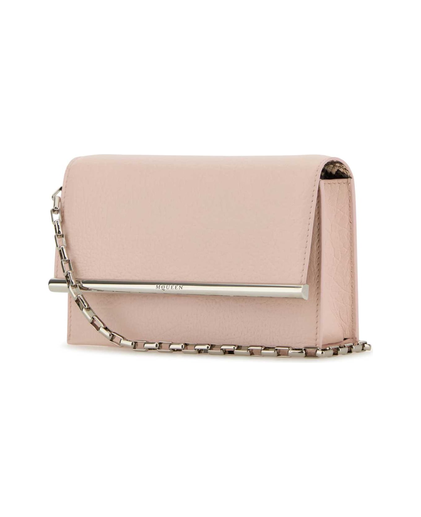 Alexander McQueen Pink Leather Mini Cross-bar Clutch - VENUSPINKSILVER