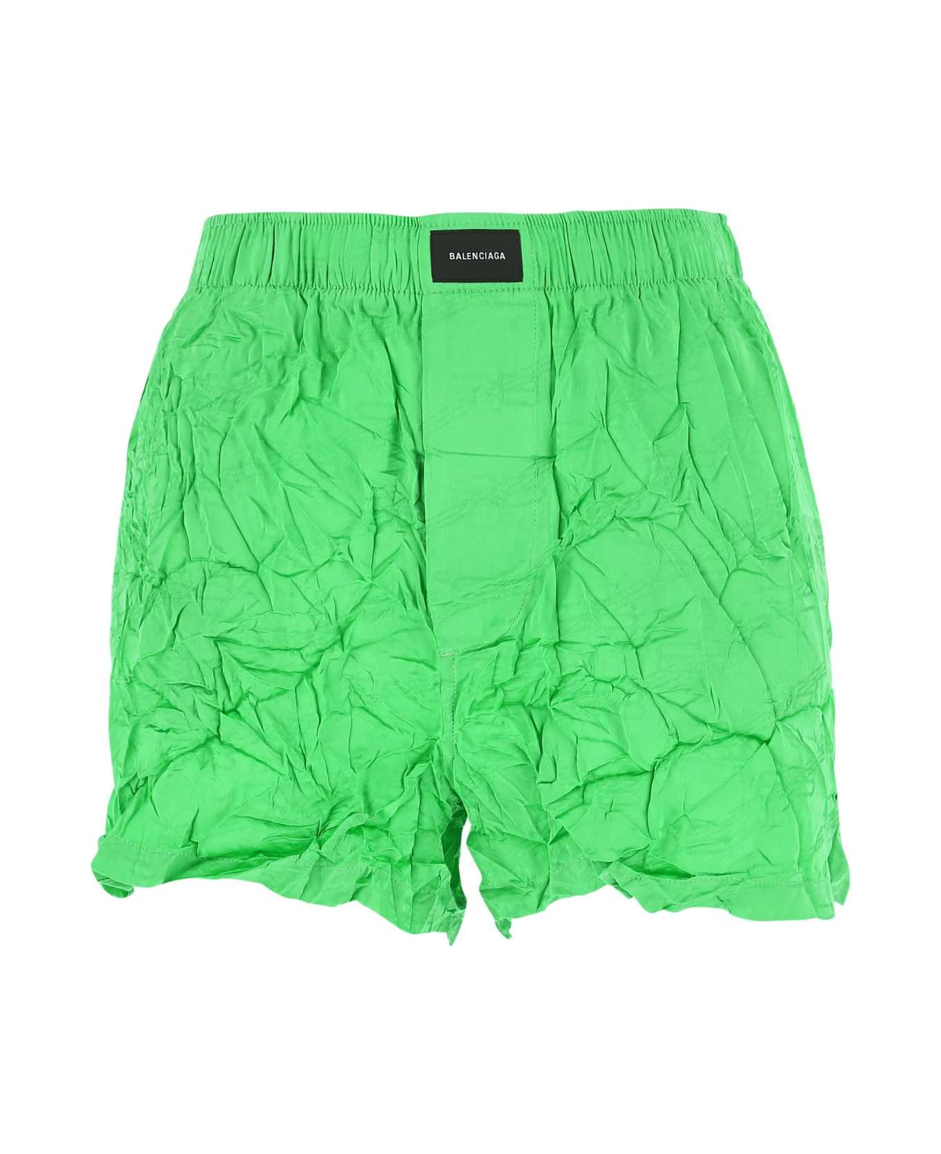 Balenciaga Fluo Green Viscose Shorts - 3076 ショートパンツ