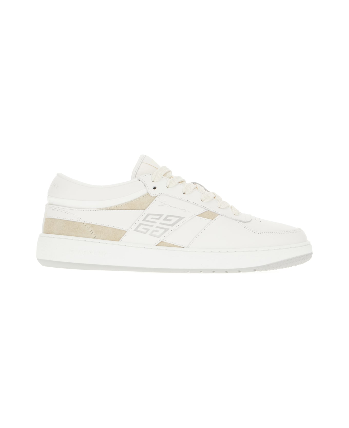 Givenchy White Leather G Move Sneakers - WHITE BEIGE