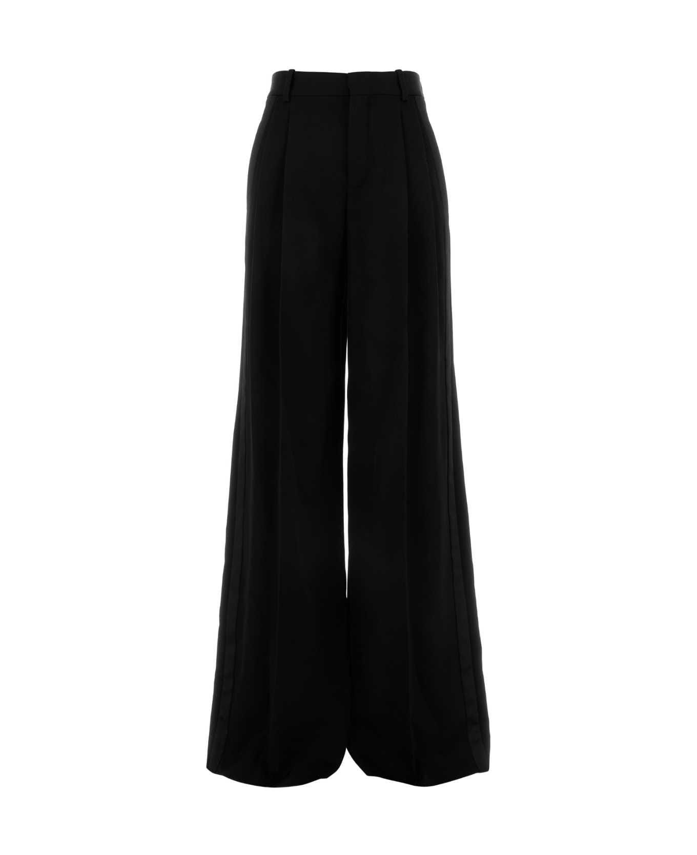 Saint Laurent Black Wool Wide-leg Pant - NOIR