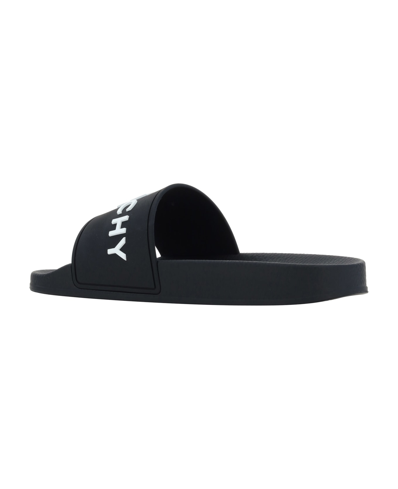 Givenchy Logo Detail Rubber Slides - Black サンダル