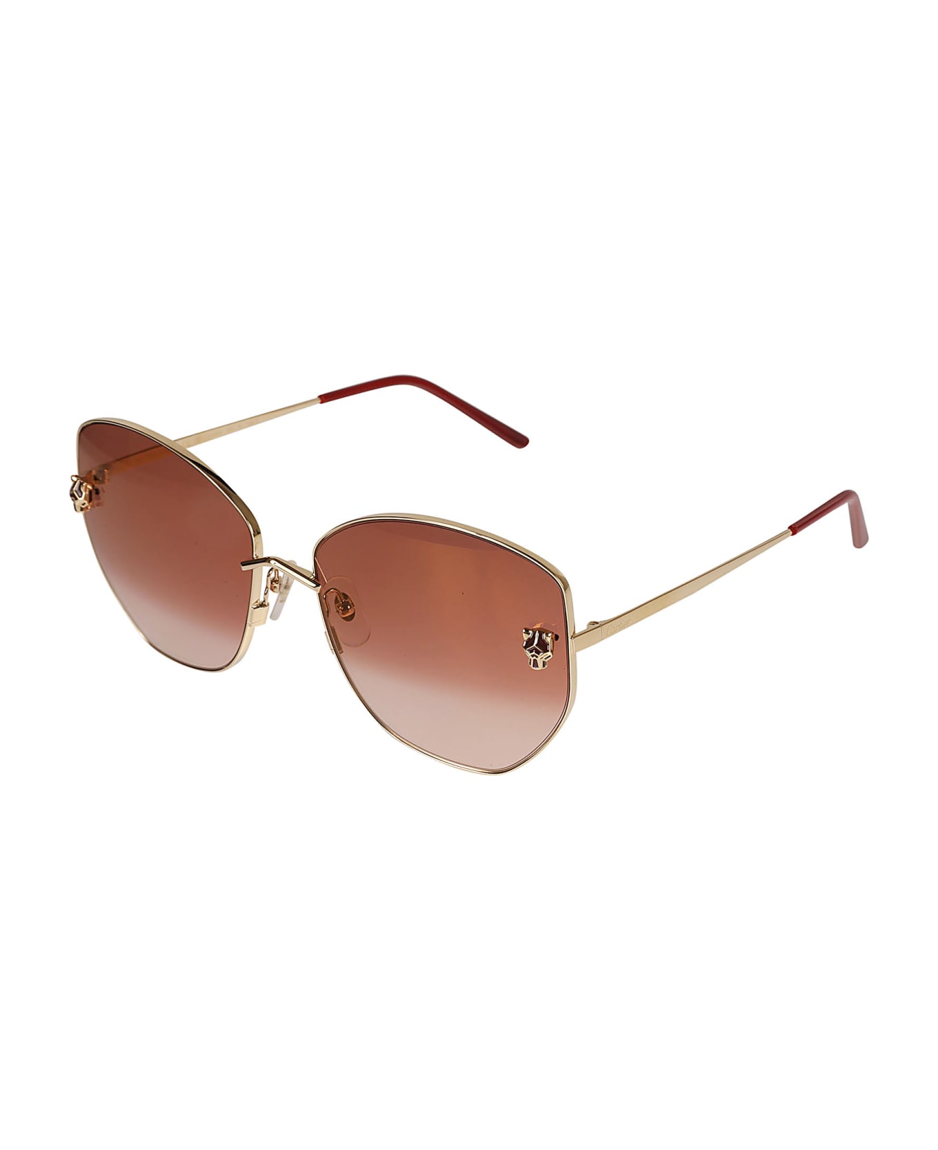 Cartier Eyewear Curve Square Sunglasses - Gold/Red