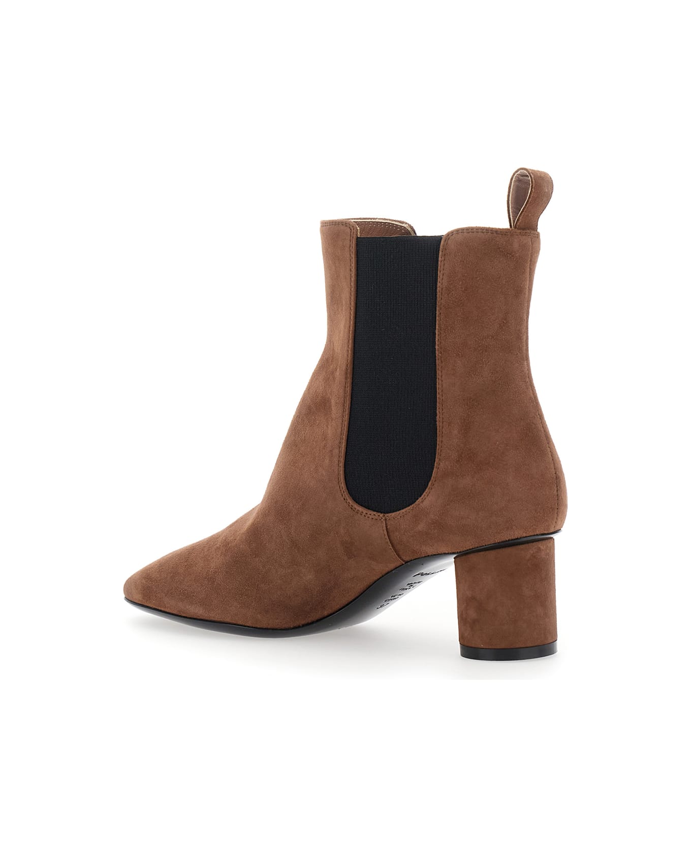 Pollini Brown Ankle Boots With Elastic Side Panel In Suede Woman - Brown