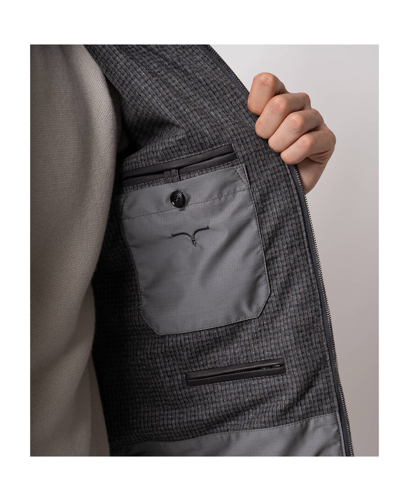 Larusmiani Quilted Down Jacket Ande Fleece - Grey