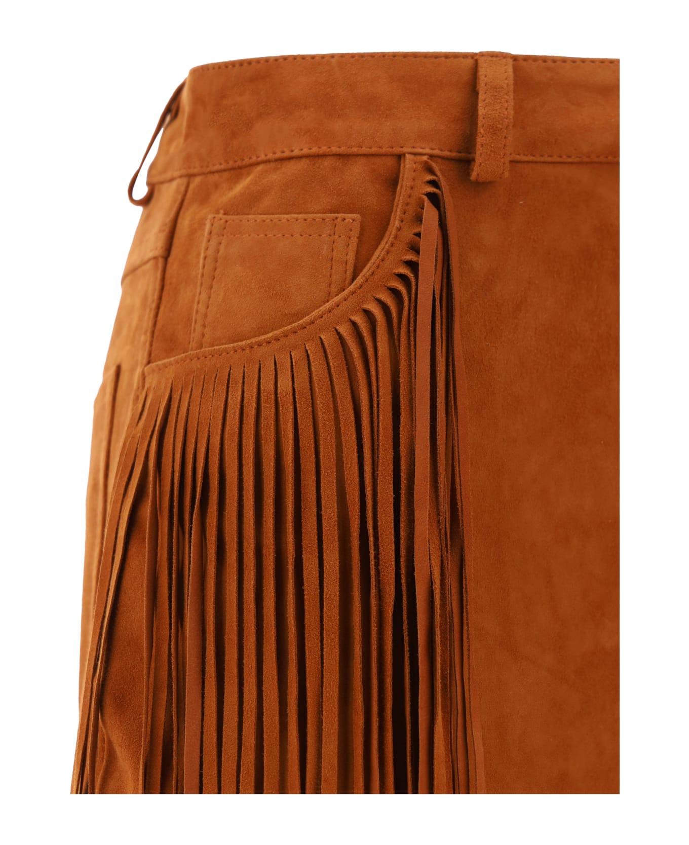 Wild Cashmere Leather Skirt - Cognac 390