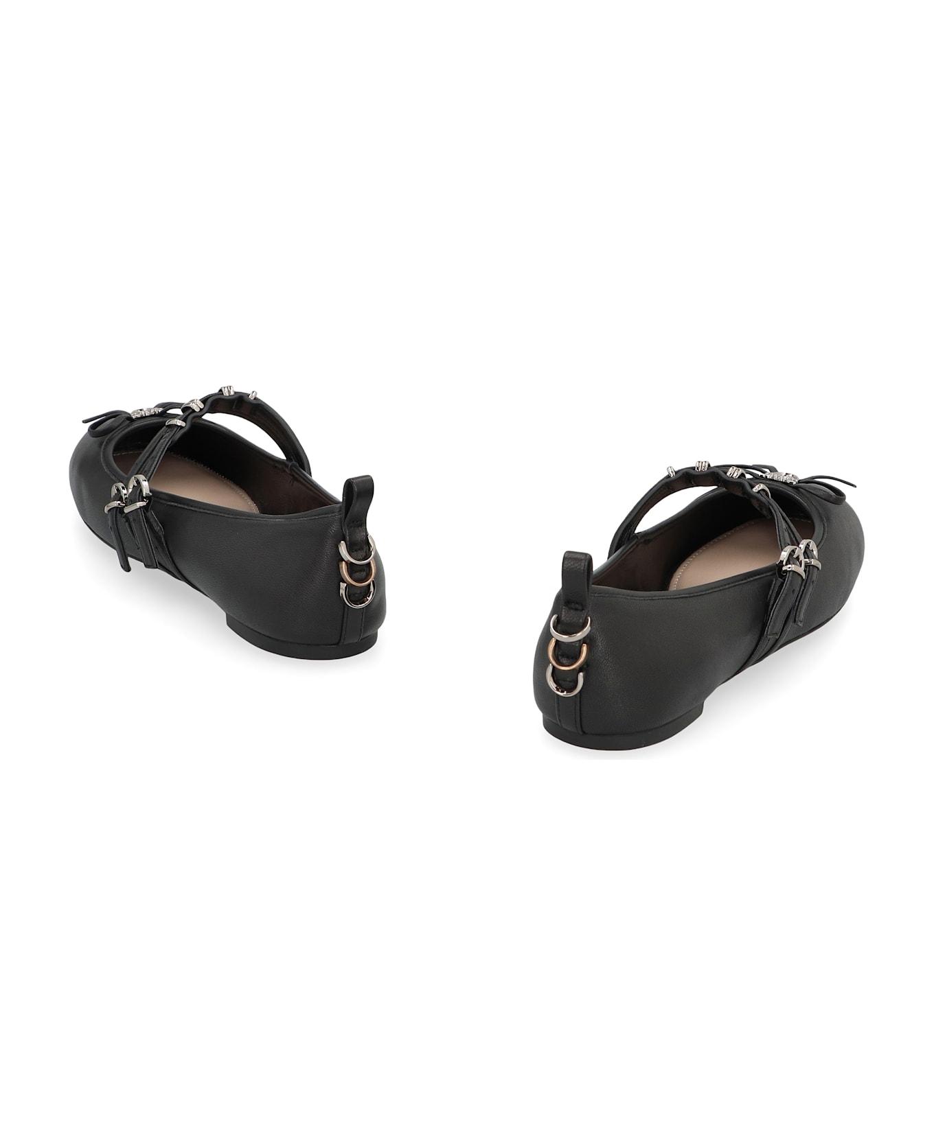 Pinko Gioia Leather Ballet Flats - Black