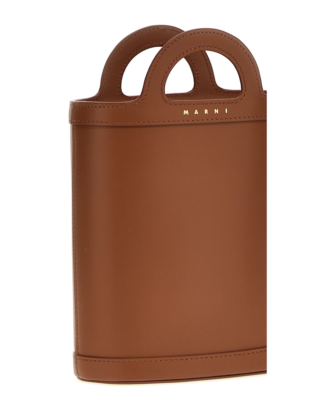 Marni Tropicalia Nano Bucket Bag In Brown Leather - Brown