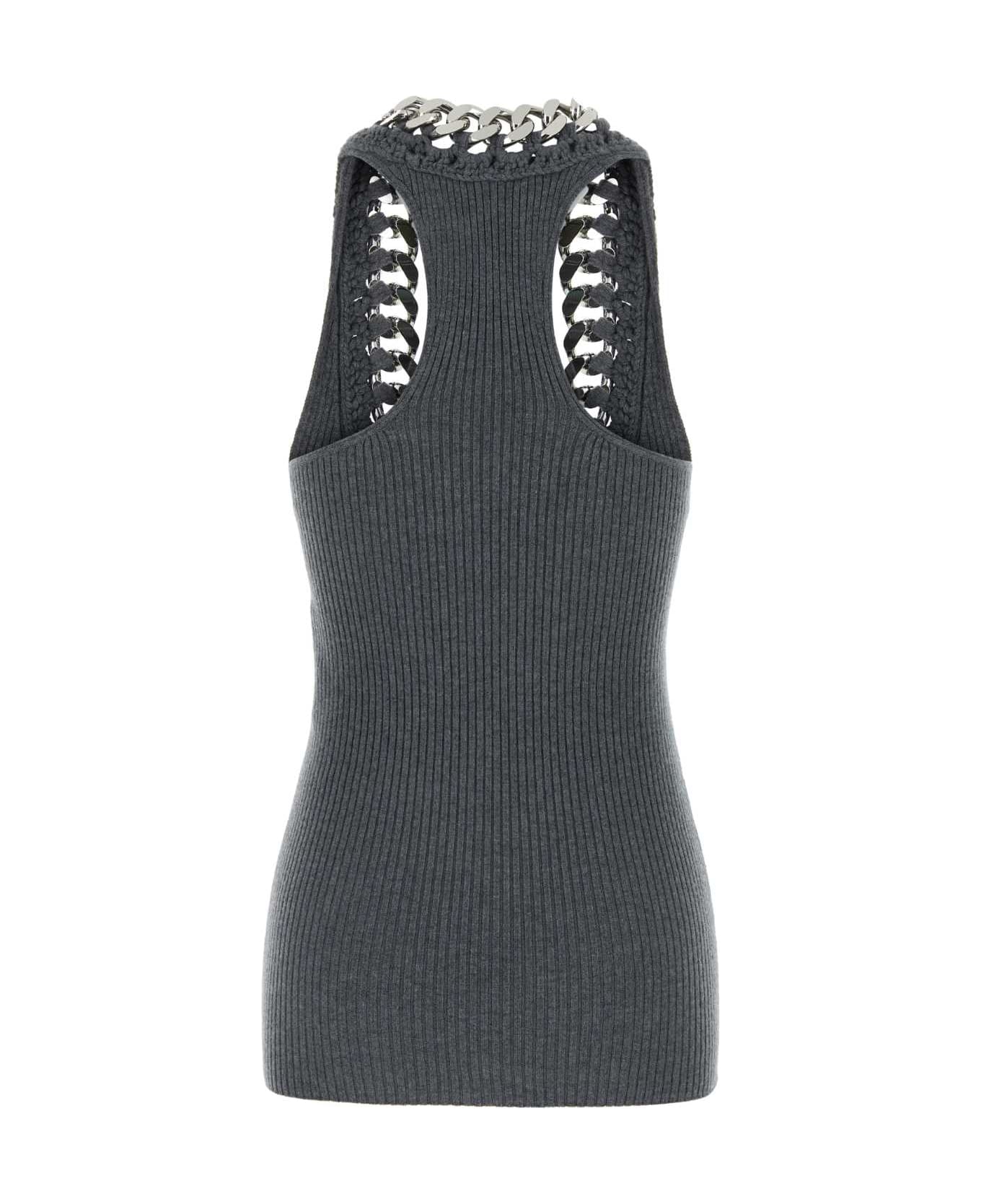 Stella McCartney Grey Stretch Wool Blend Top - DARK GREY MELANGE