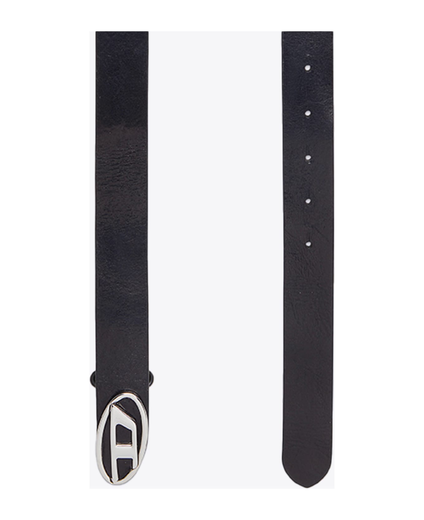 Diesel Oval D Logo B-1dr-layer Mat black and shiny black leather reversible belt - B-1dr Layer - Nero