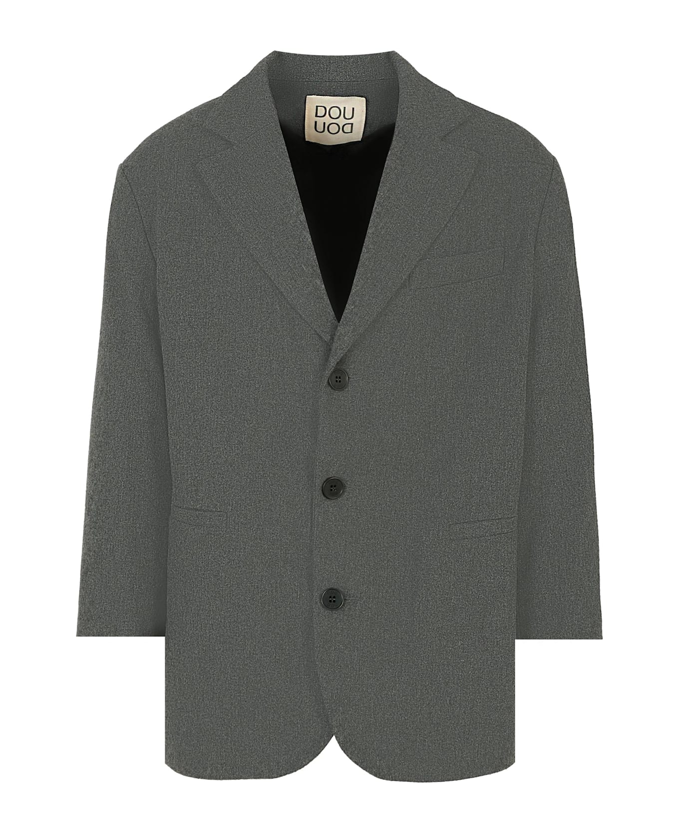 Douuod Gray Jacket For Girl With White Logo - Grey