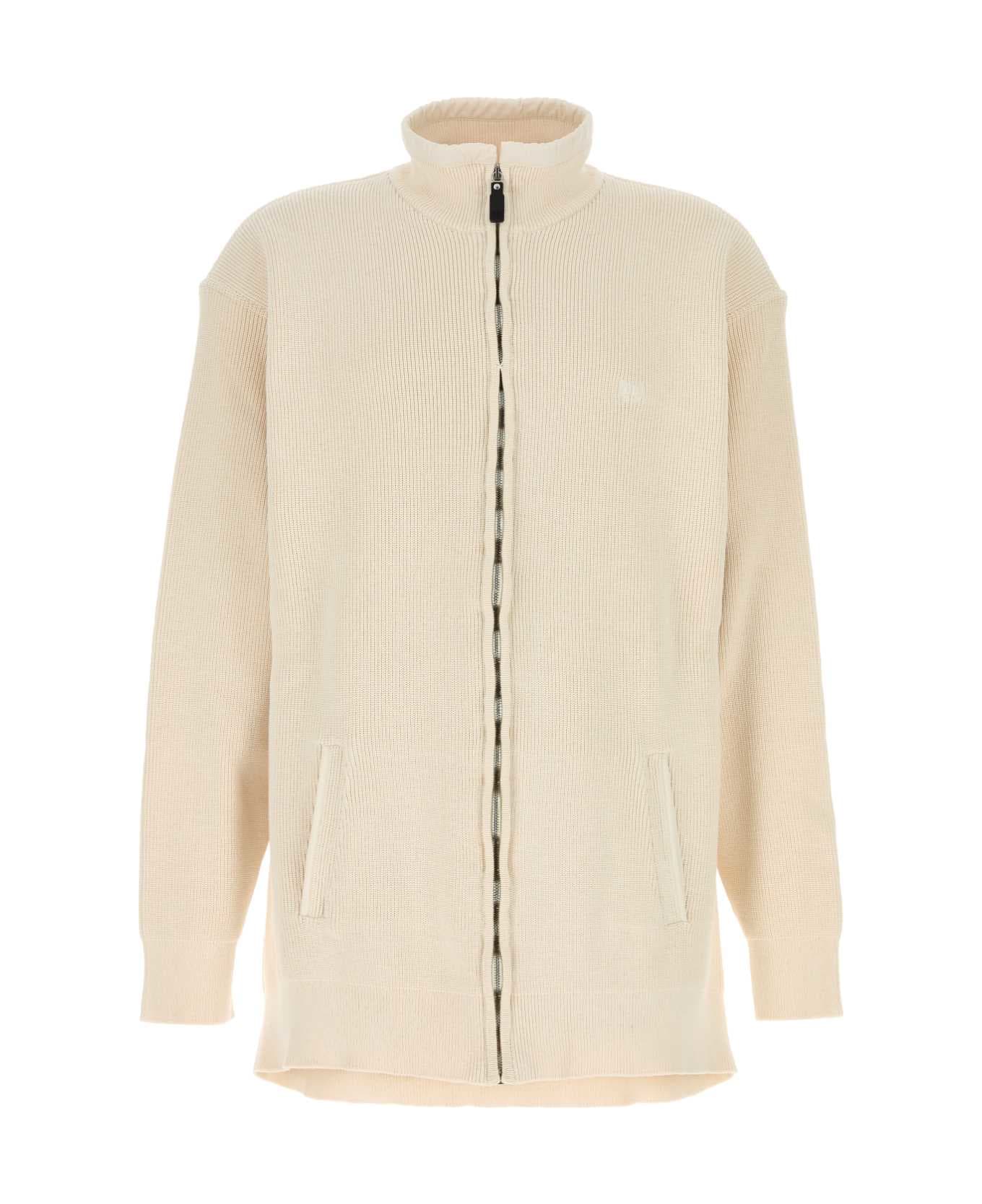 Balenciaga Cream Cotton And Polyester Sweater - BEIGE
