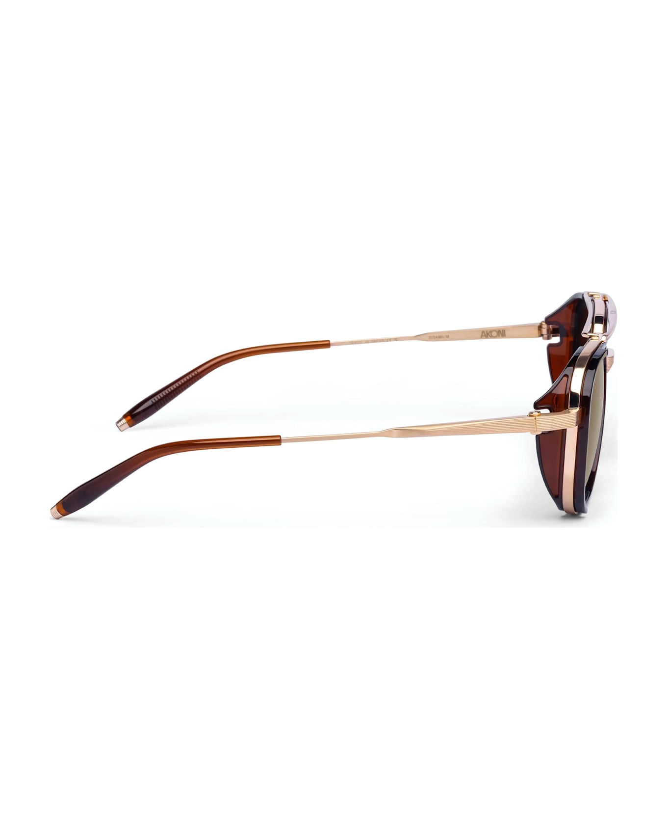 Akoni Spitzer - Brushed 12k Gold/ Brown Sunglasses - Gold/brown