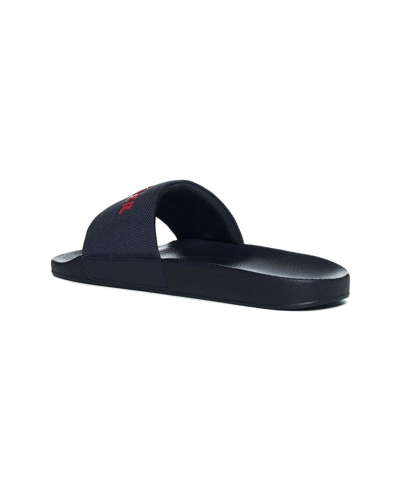 Moncler Basile Logo Embossed Slides - BLUE