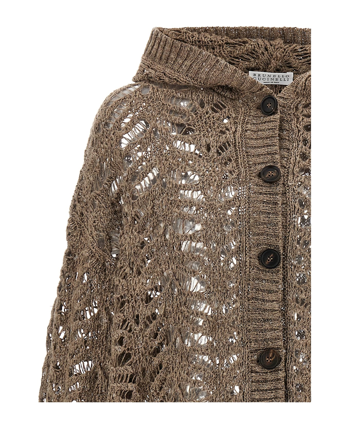 Brunello Cucinelli 'foliage Lace' Cardigan - Brown