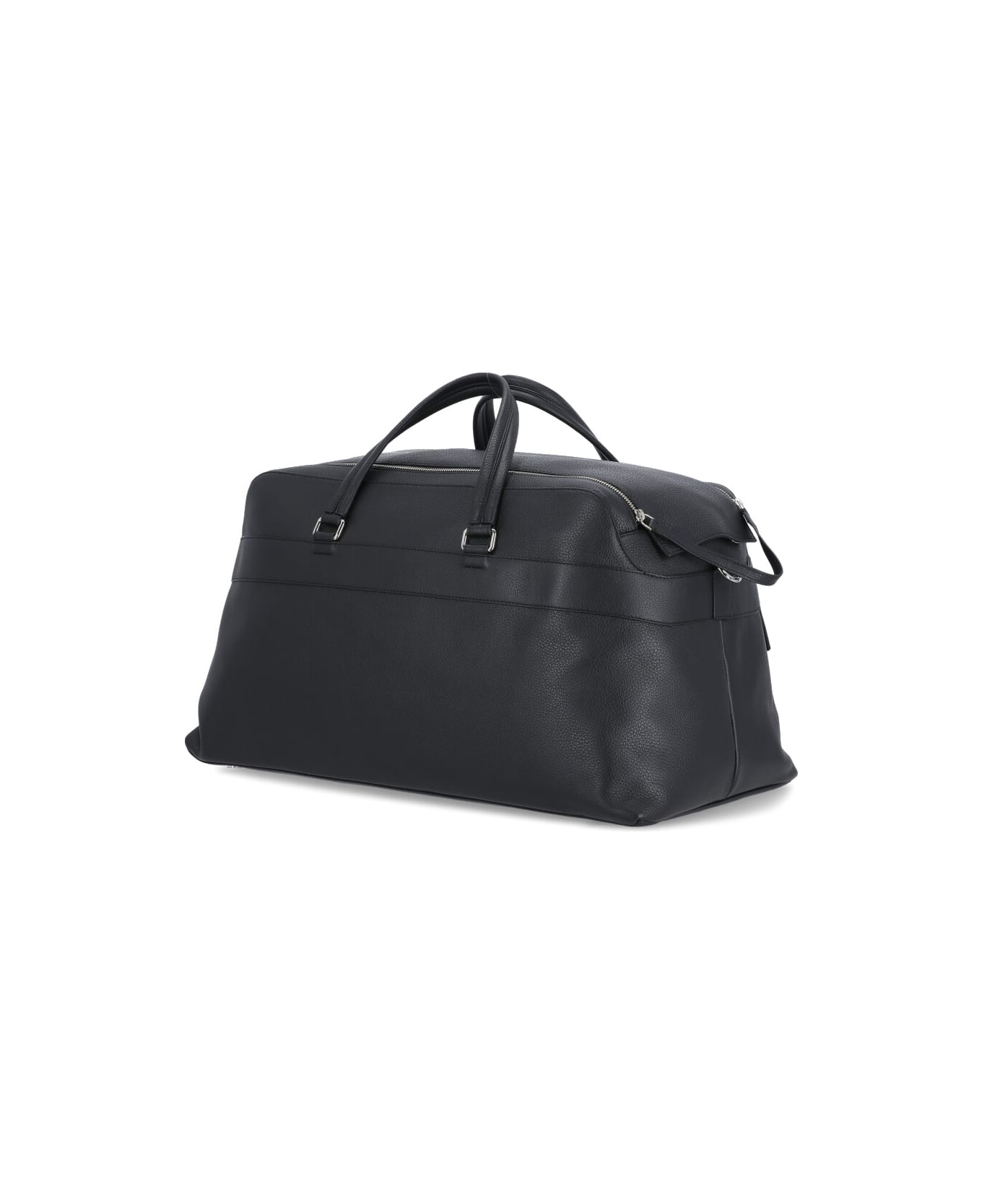 Orciani Micron Pebbled Leather Duffel Bag - Black