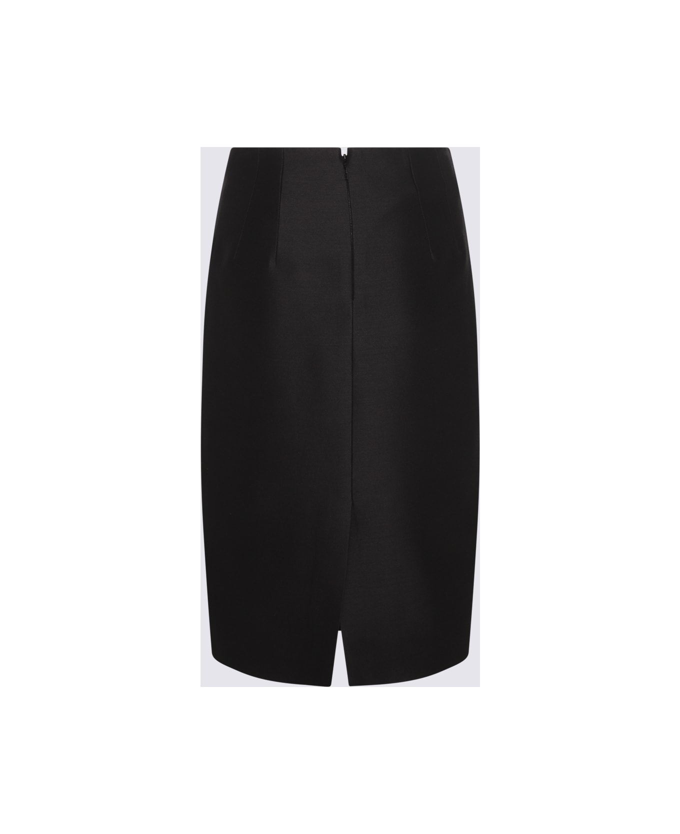 Versace Black Wool And Silk Blend Pencil Skirt - Black
