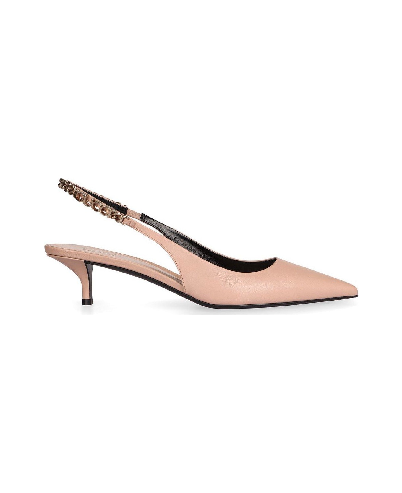 Gucci Signoria Logo Plaque Slingback Pumps - Light Pink