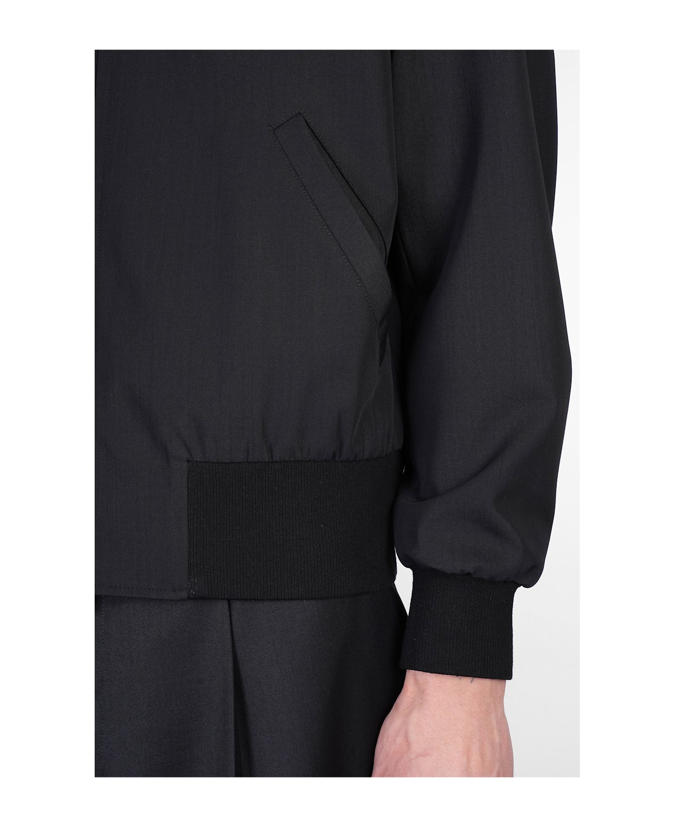 Lardini Bomber Jacket In Black Wool - black