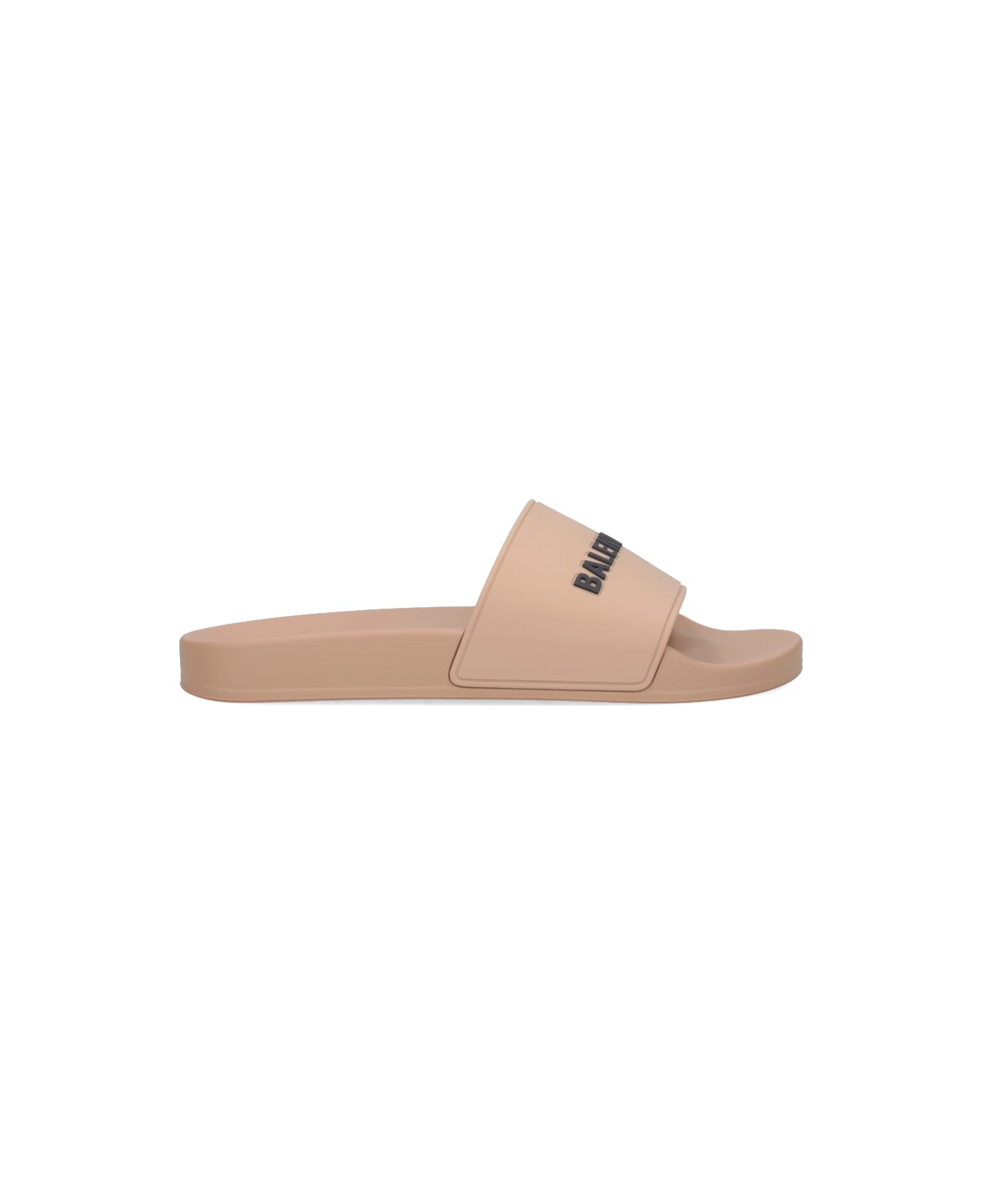 Balenciaga Slide Sandals With Logo In Rubber Man - Nude & Neutrals