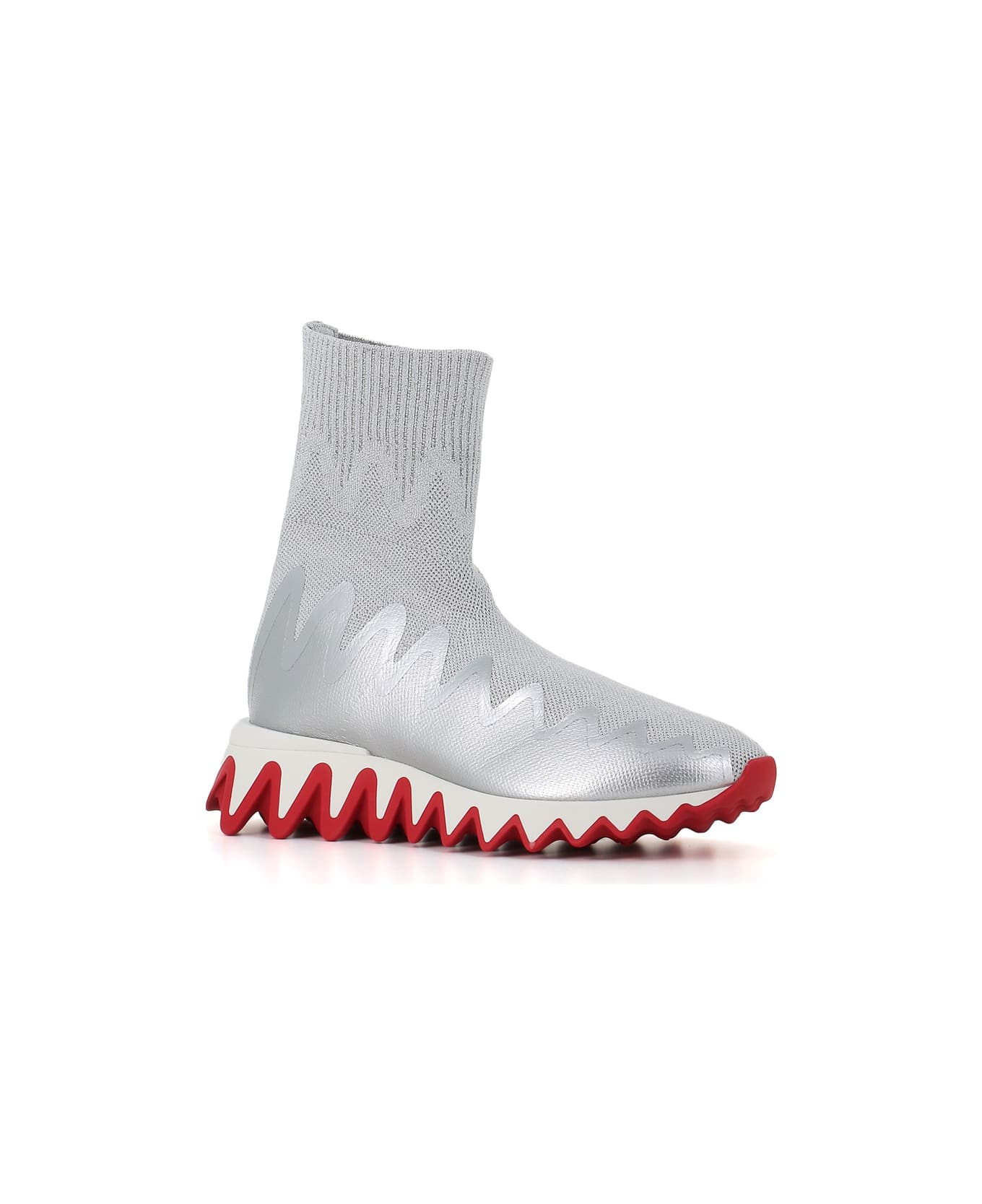 Christian Louboutin Sneaker Sharky Sock Flat - Silver