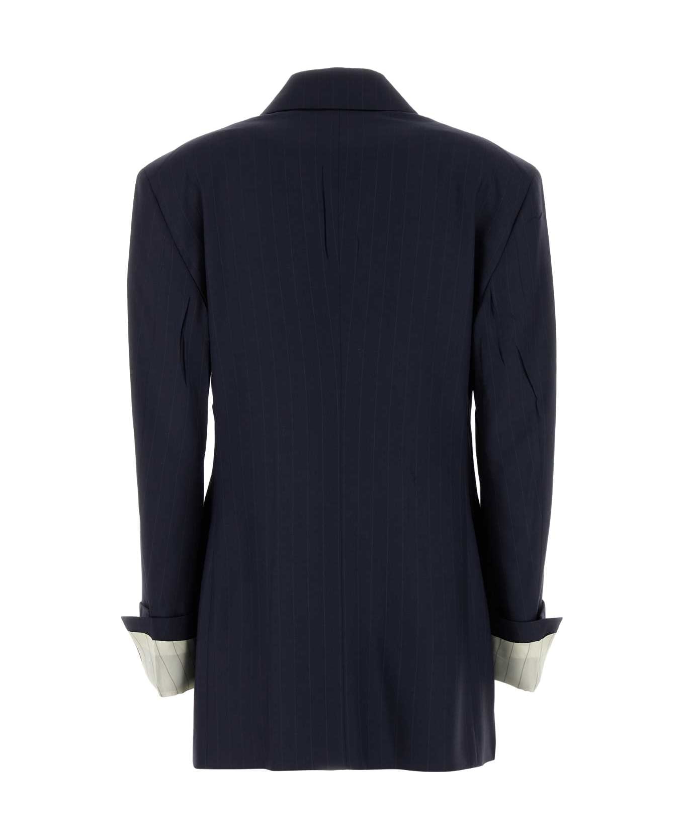 Prada Embroidered Wool Blazer - BLEU