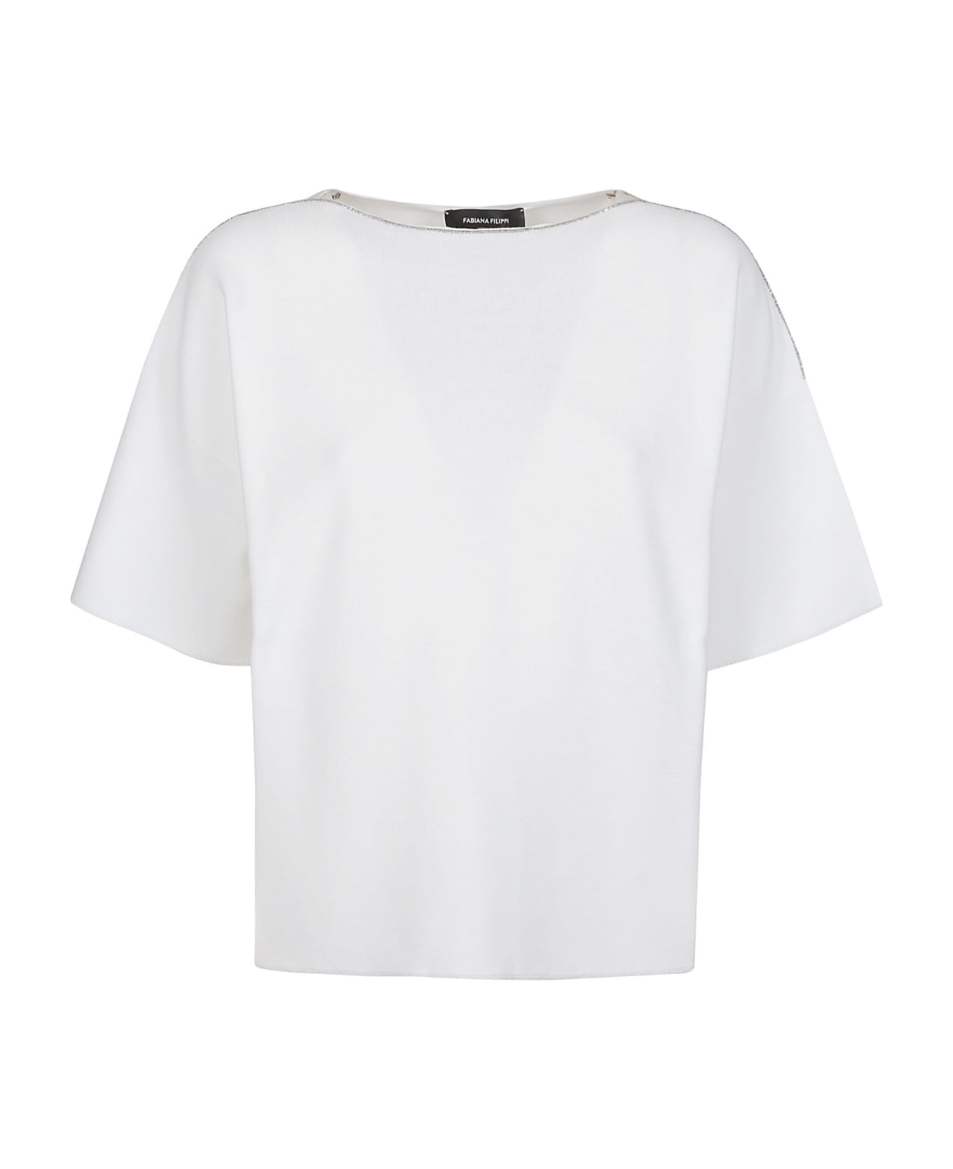 Fabiana Filippi Short Sleeve Sweater - Bianco Ottico Tシャツ