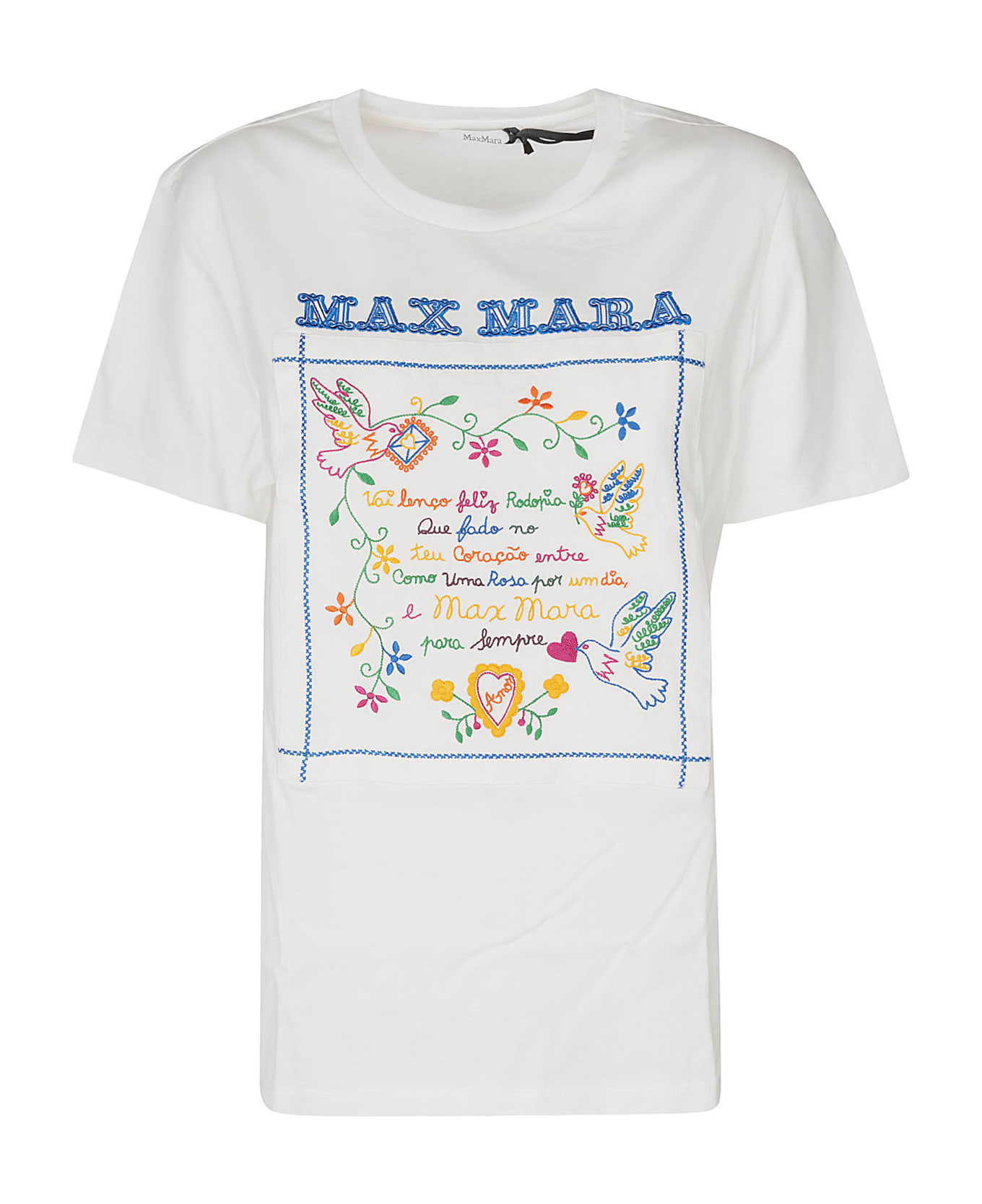 Max Mara Embroidered Regular T-shirt - White/Ivory