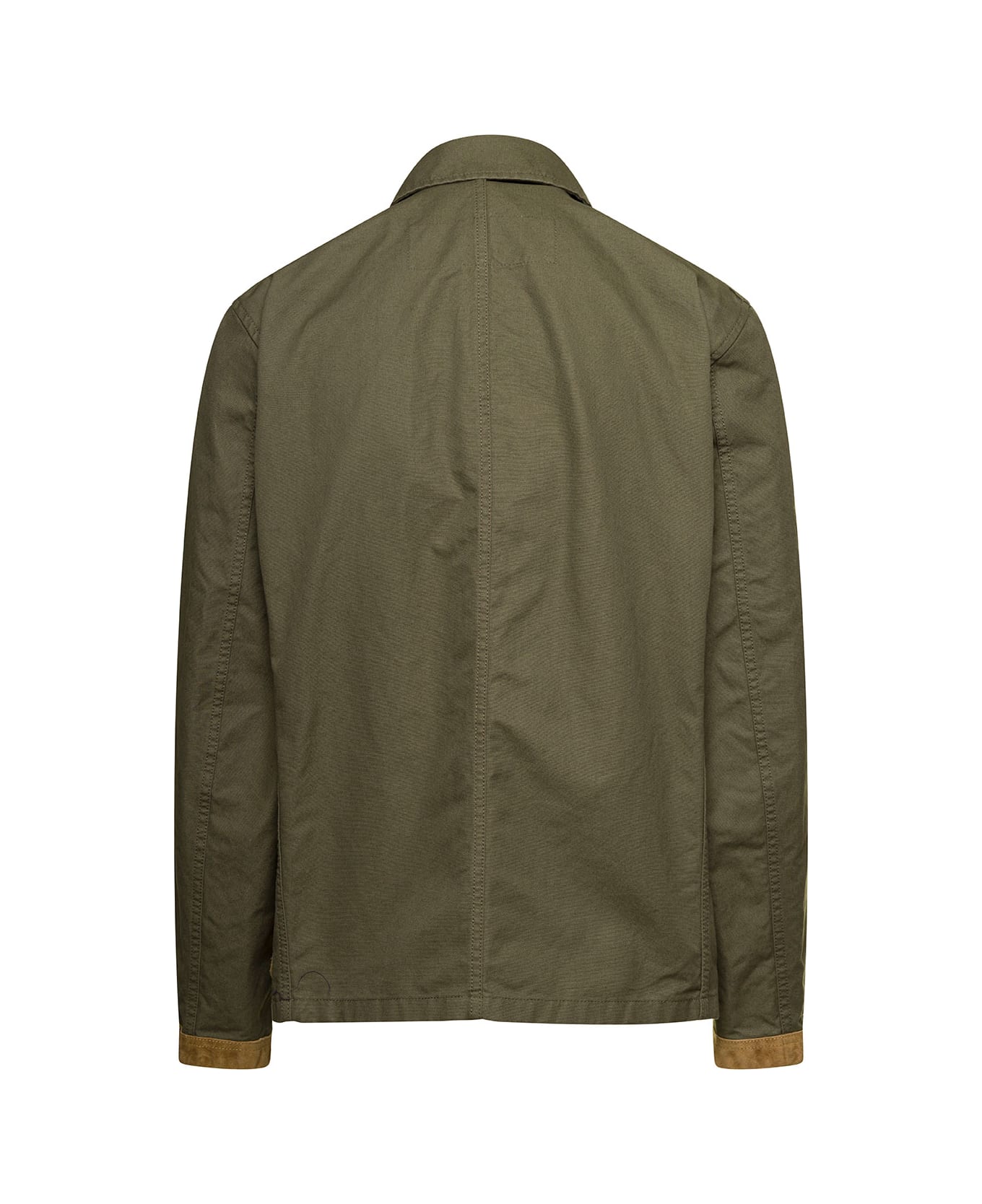 Fay Green Jacket With 4 Clasp Fastening In Cotton Man - Green