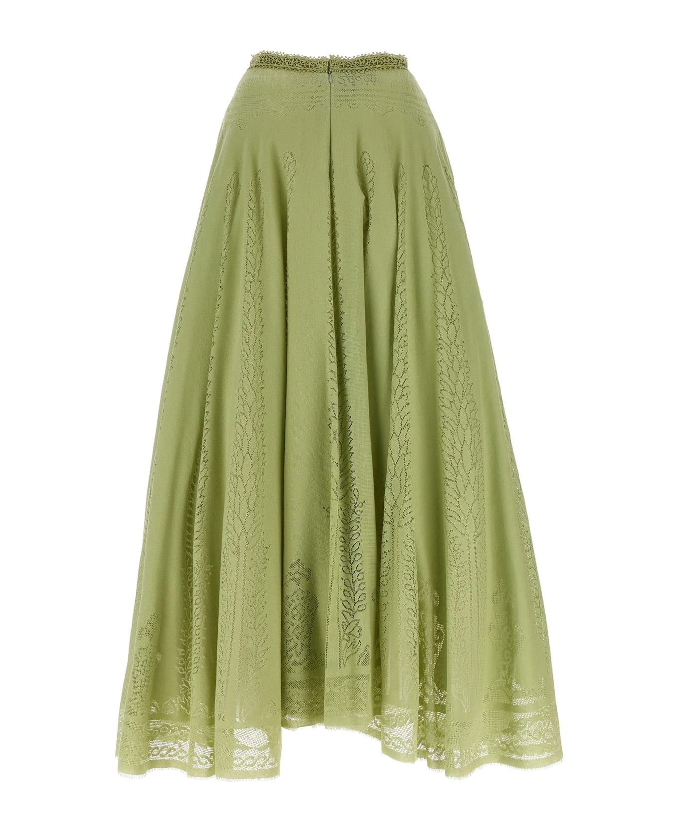 Giambattista Valli Openwork Fabric Midi Skirt - Green