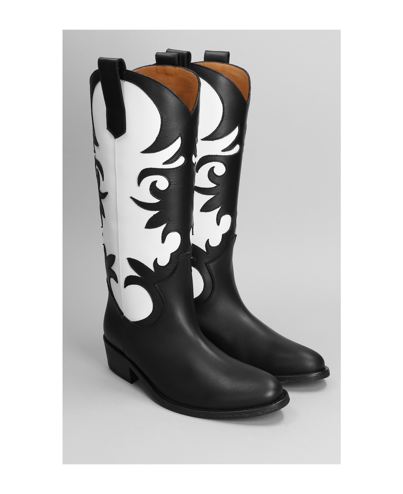 Via Roma 15 Texan Boots In Black Leather - Nero