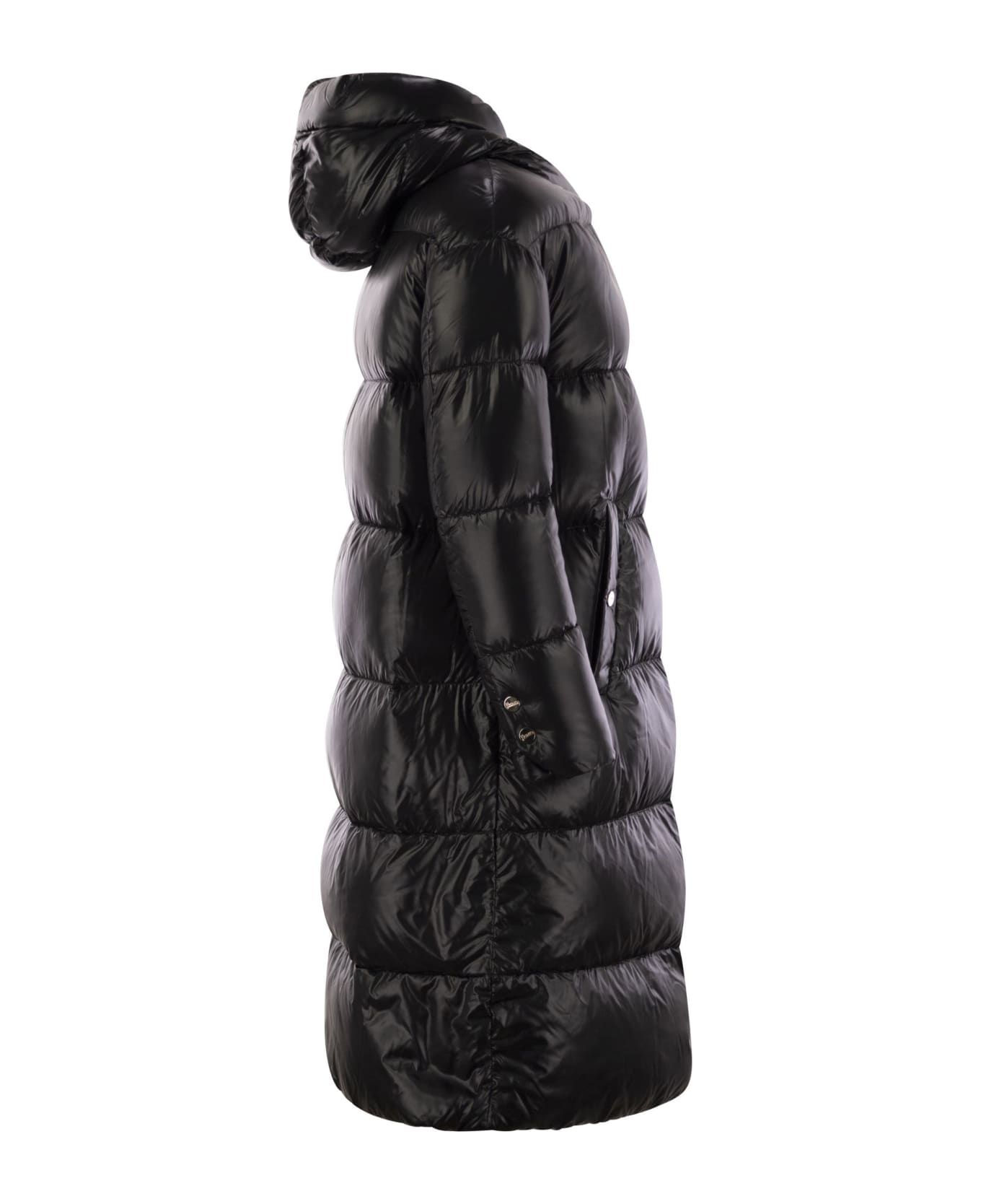 Herno Long Down Jacket With Hood - Black