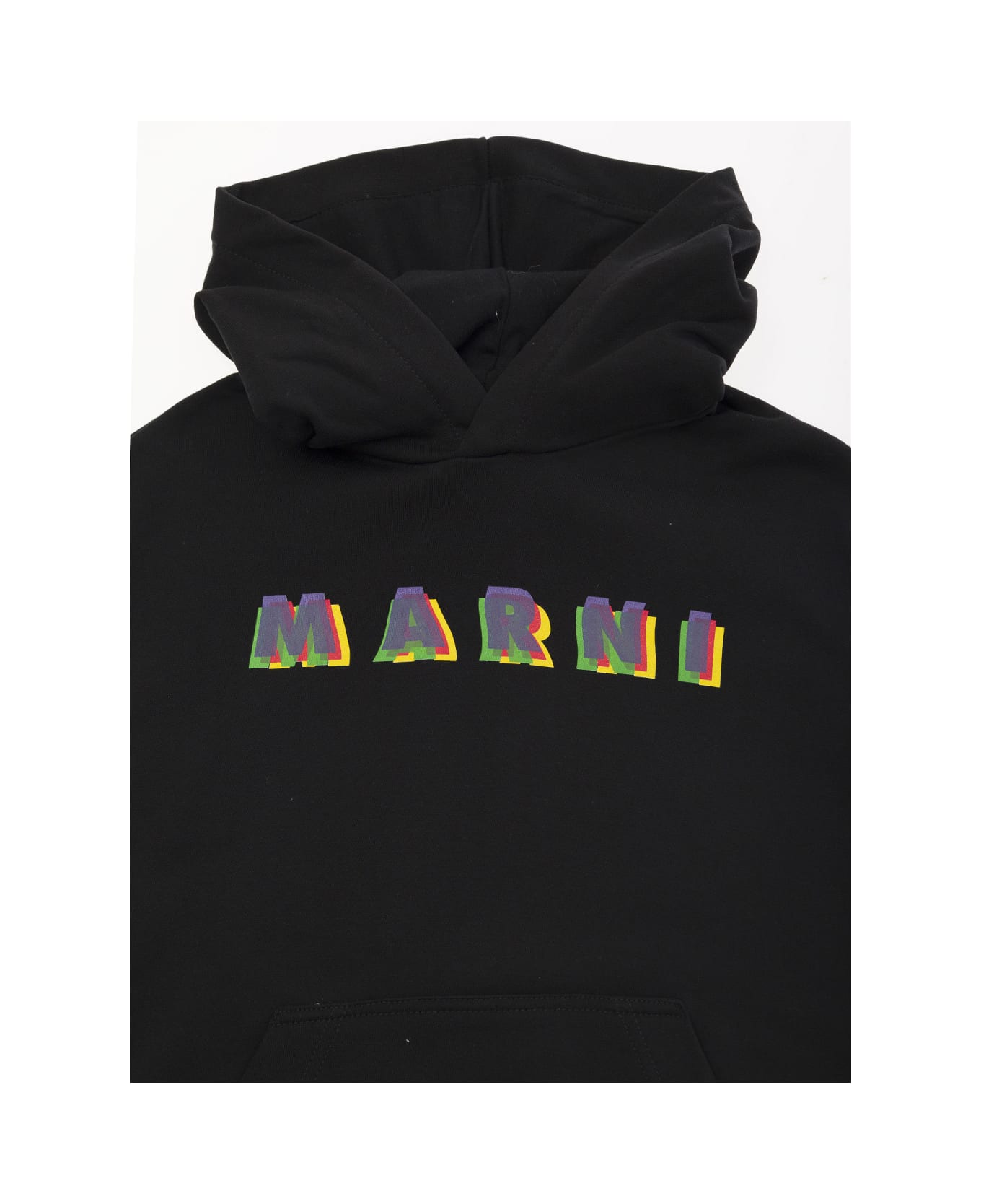 Marni Black Sleeveless Hoodie With Logo In Cotton Boy - Black