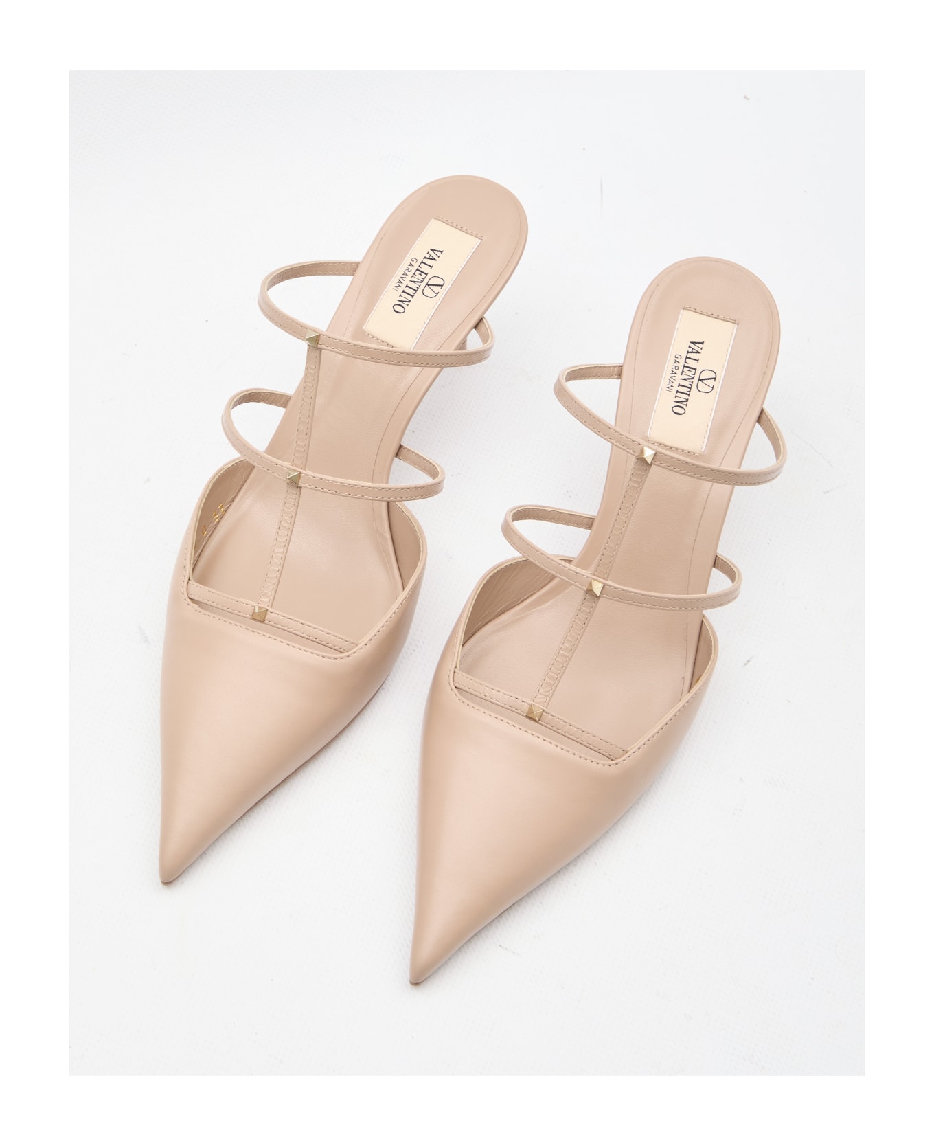 Valentino Garavani Rockstud Wispy Mules - BEIGE