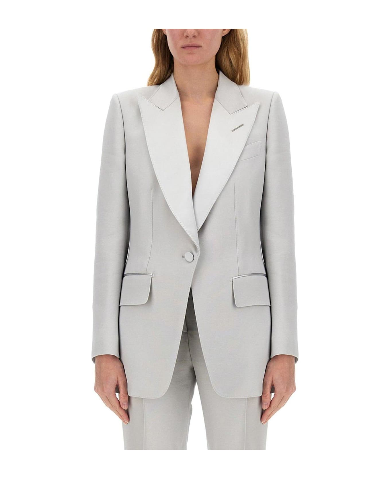 Tom Ford Lustrous Barathea Single-breasted Tuxedo Jacket - GREY