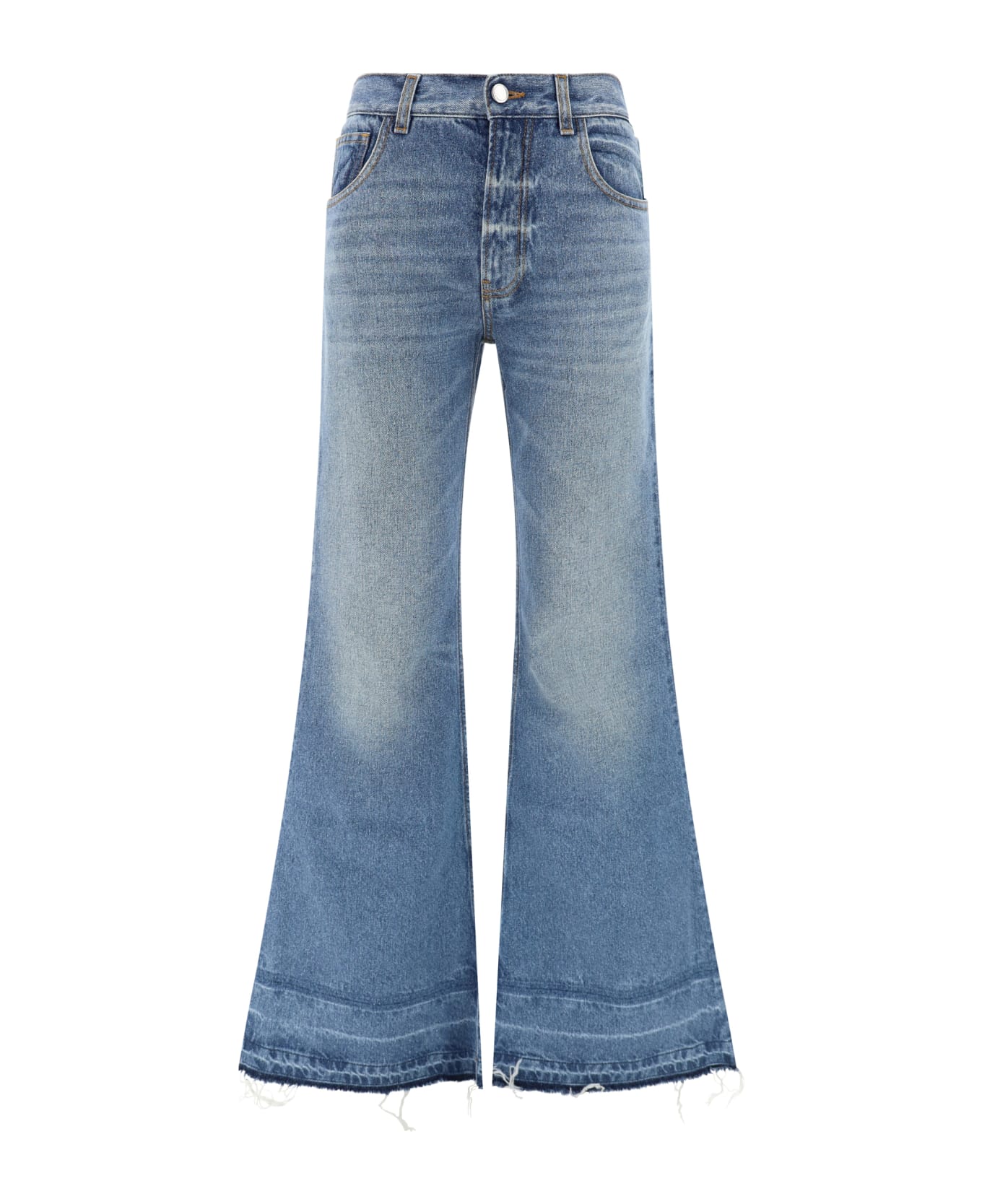 Chloé Frayed Edge Flared Jeans - Foggy Blue デニム