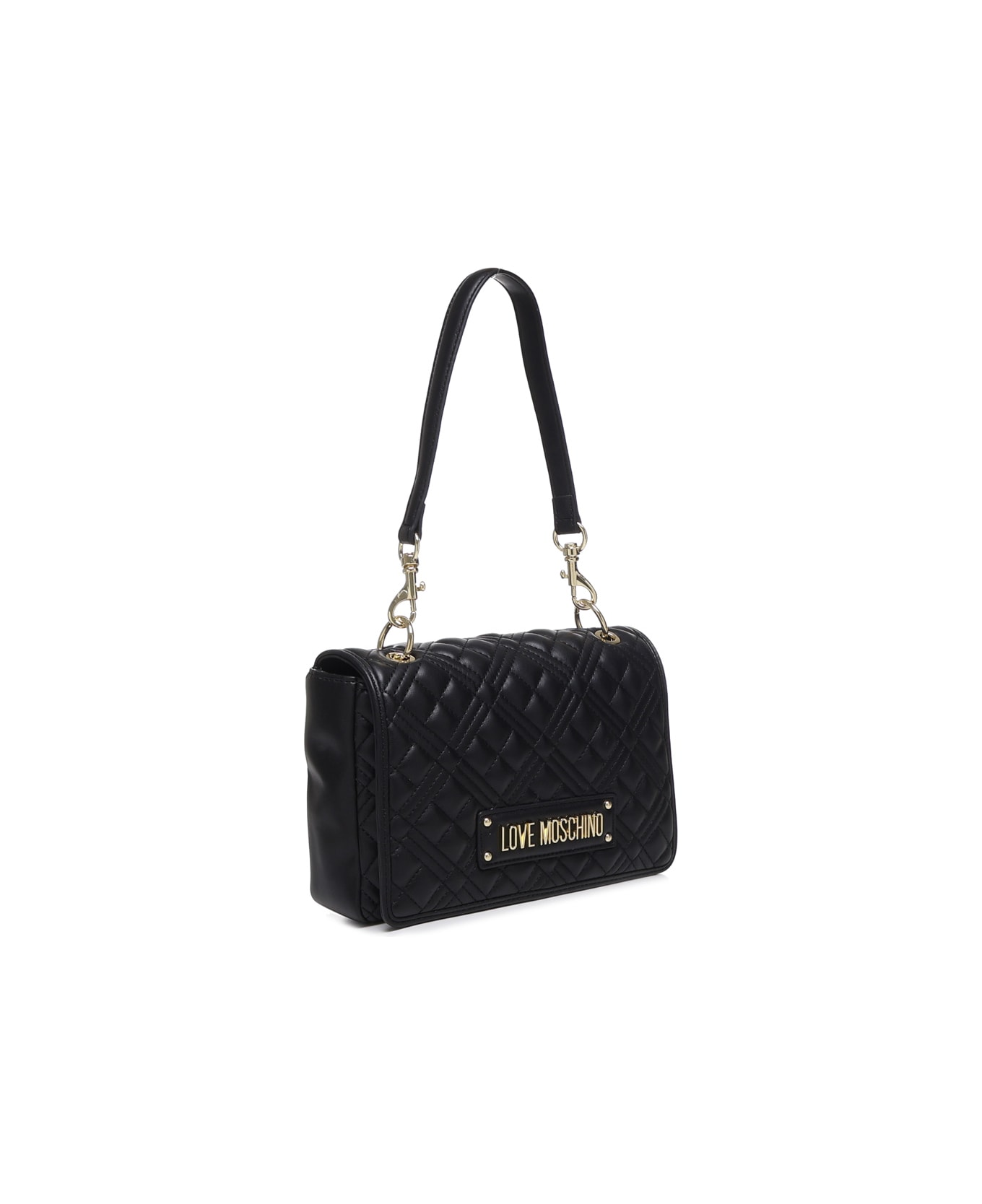Love Moschino Shoulder Bag With Quilted Logo - Nero
