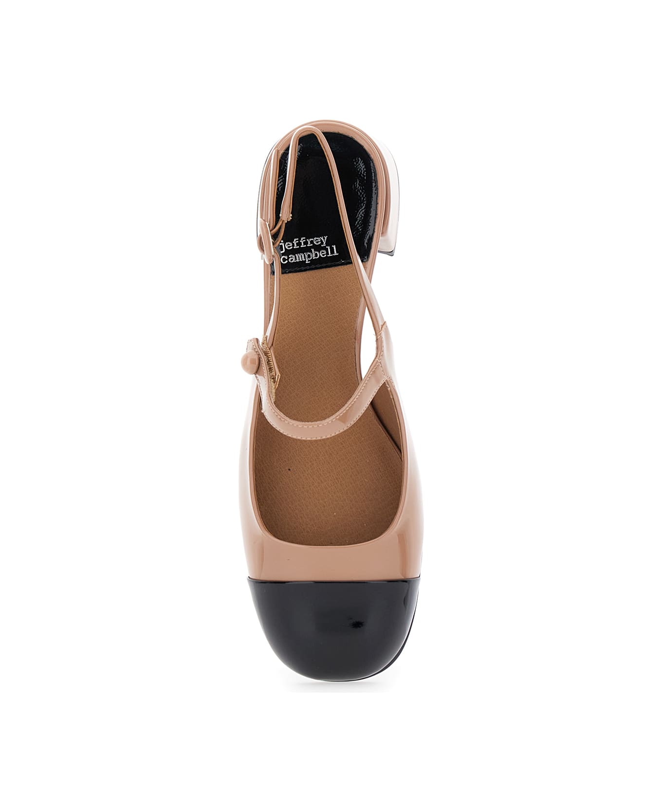 Jeffrey Campbell 
cou-cou
 Beige Slingback Pumps With Low Block Heel And Contrasting Toe In Leather Woman - Beige