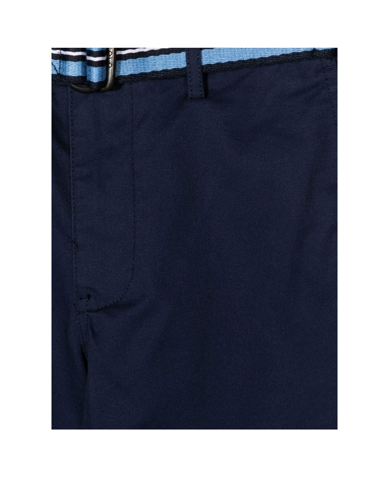 Ralph Lauren Shorts In Navy Blue Stretch Chino With Belt - Navy