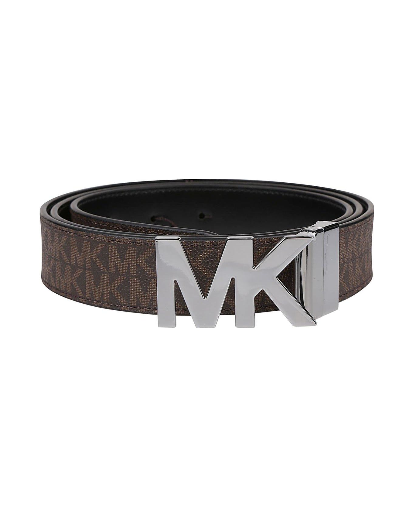 Michael Kors Logo Plaque Reversible Buckle Belt - Brown Black