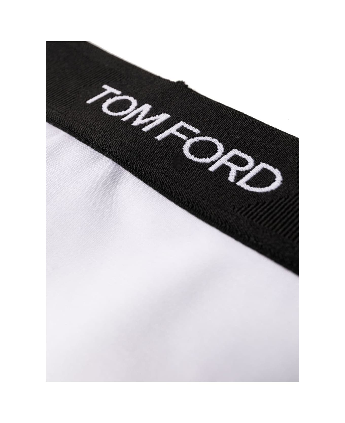 Tom Ford 'signature Boy Short' White Brief With Logo Waistband In Stretch-jersey Woman - White
